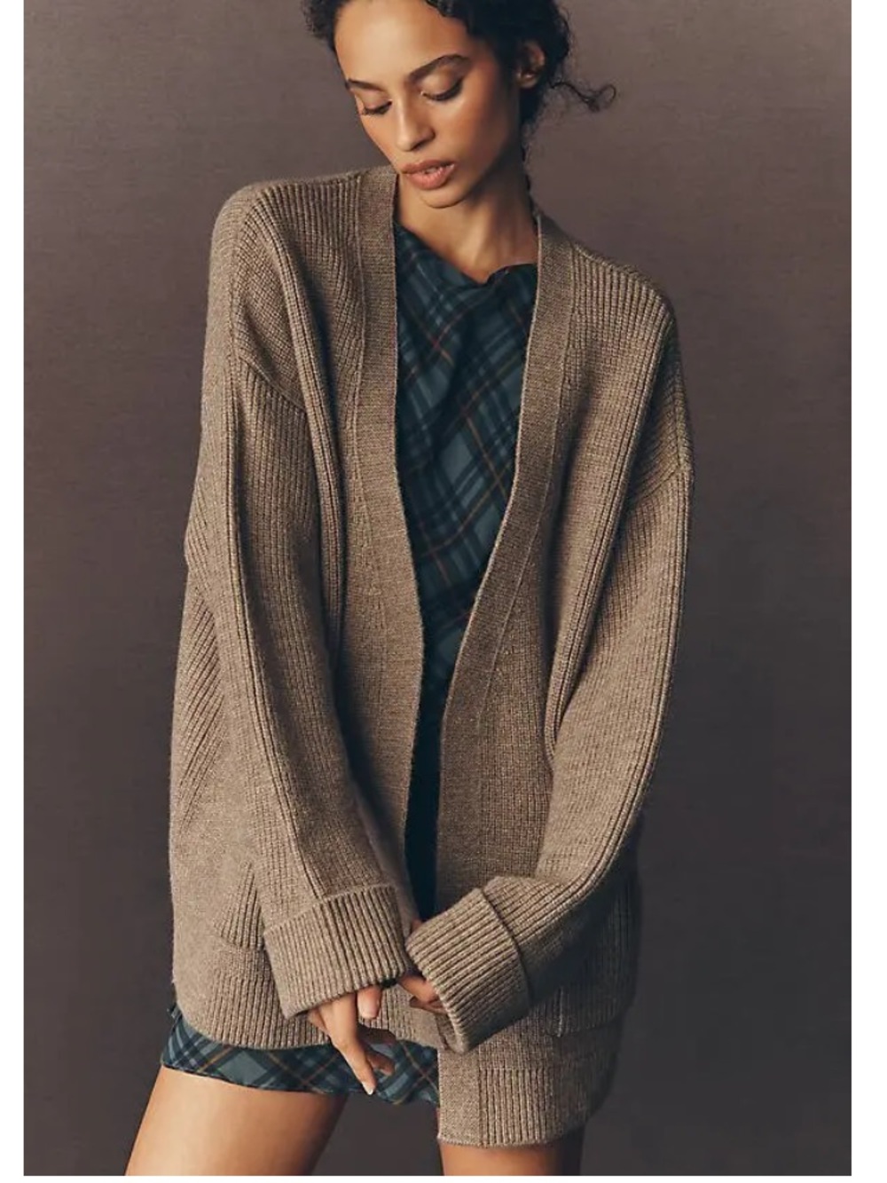 Anthropologie Oversized Open-Front Cardigan in grey Large